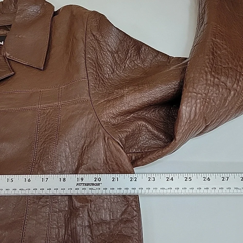 Vintage Wilson's The Leather‎ Experts Brown Leather Jacket Size S Button Front - Picture 3 of 9